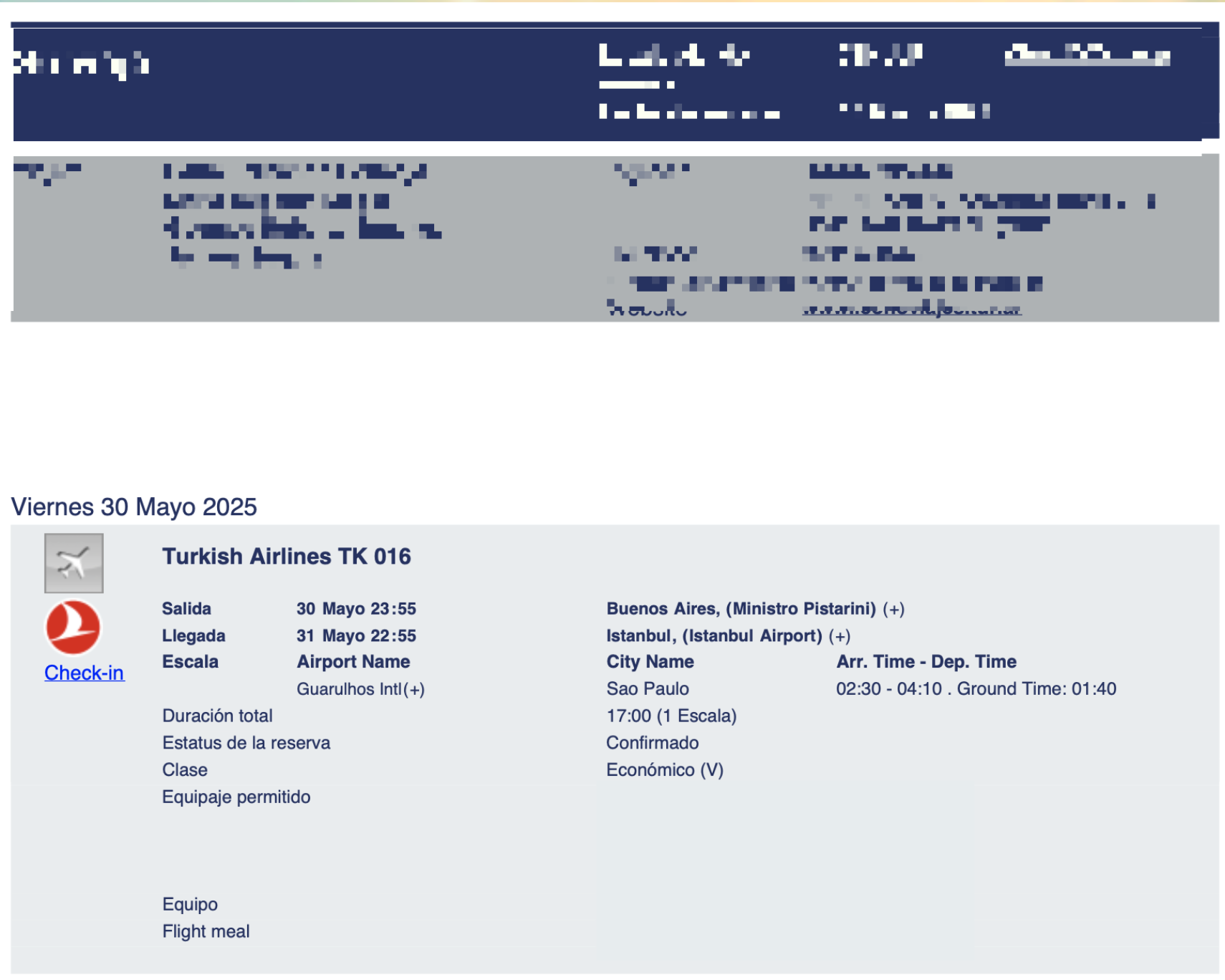 AI-generated flight information example